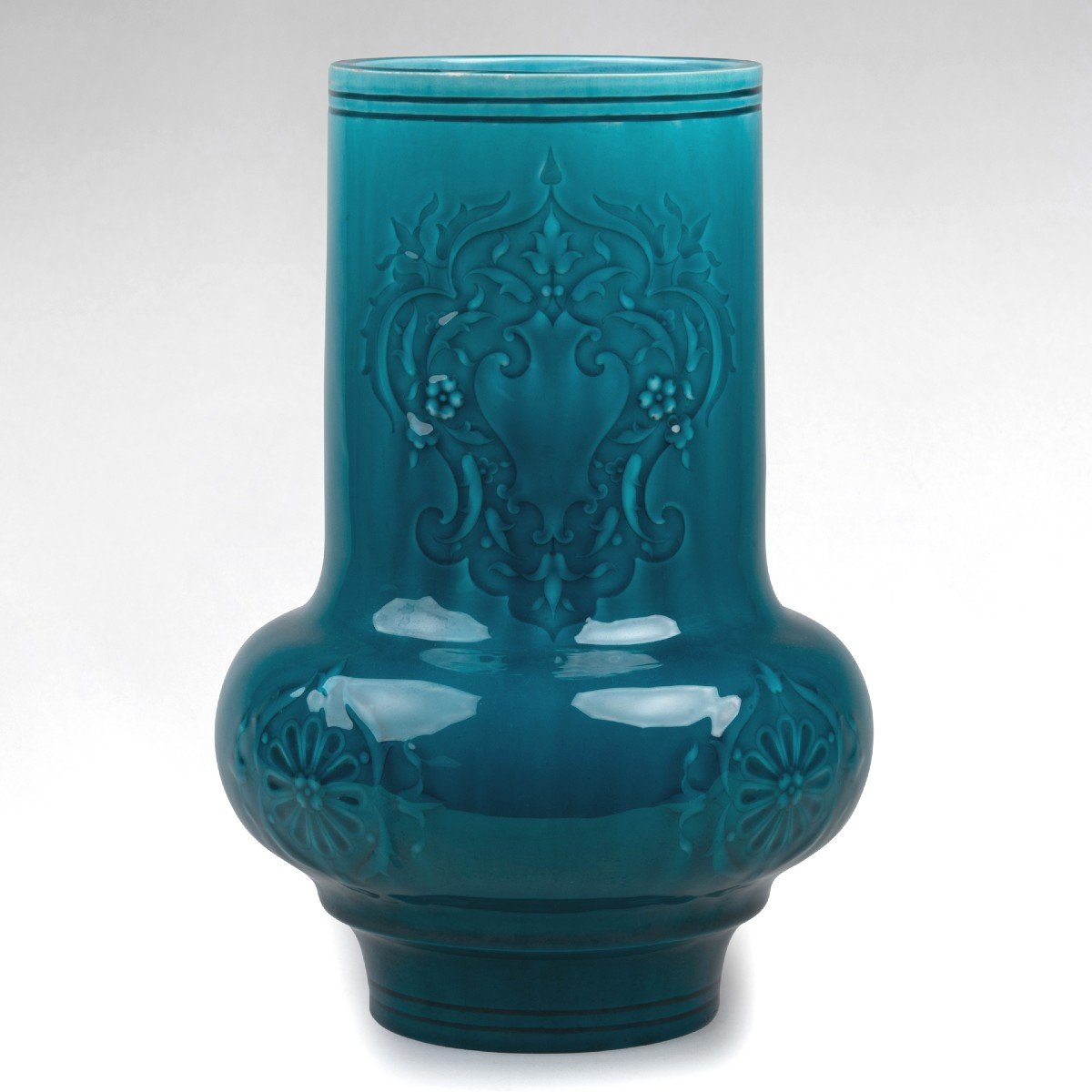 Vase / Pied De Lampe céramique glaçure turquoise Dans Le Gout De Théodore Deck 