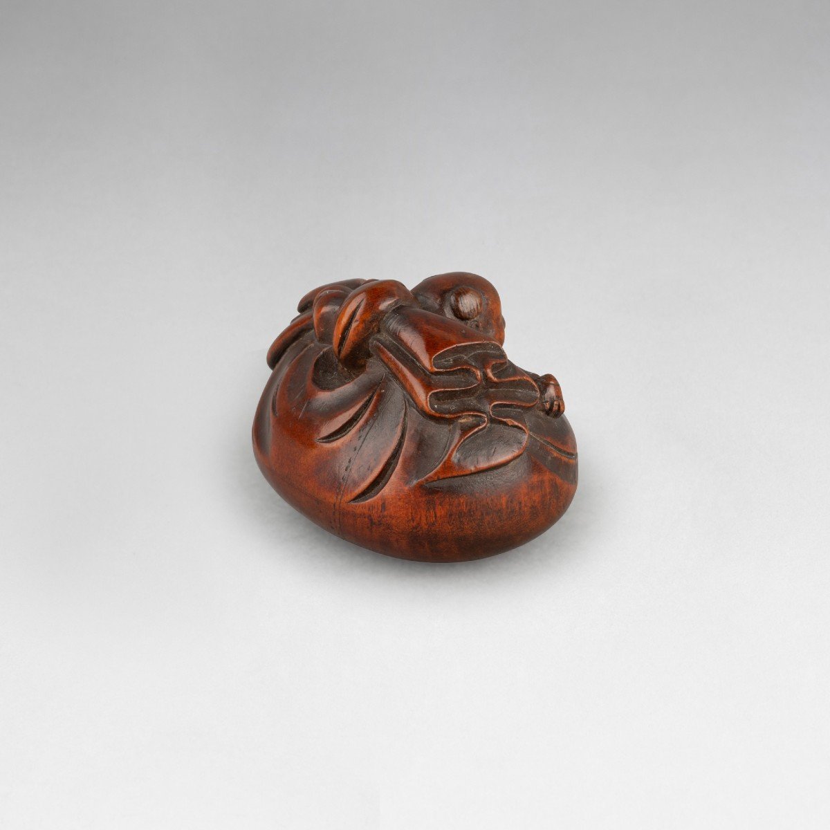 Netsuke – Petit Modèle Représentant Un Karako, Sac d'Hoteï Japon Edo-photo-2