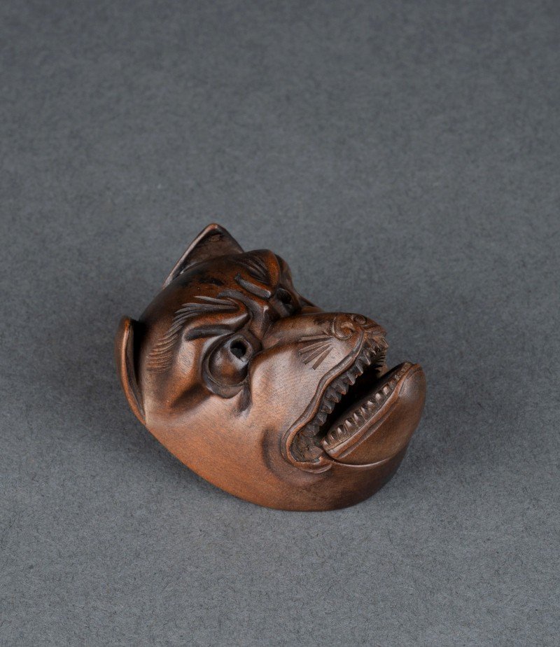 Netsuke, Kyogen Mask Representing A Fox, Kitsune, Japan Edo, Meiji, Asian Art-photo-2