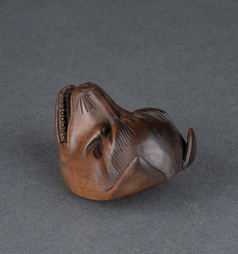 Netsuke, Kyogen Mask Representing A Fox, Kitsune, Japan Edo, Meiji, Asian Art-photo-3