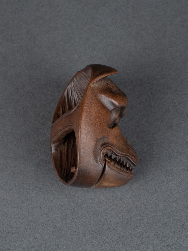 Netsuke, Kyogen Mask Representing A Fox, Kitsune, Japan Edo, Meiji, Asian Art-photo-1