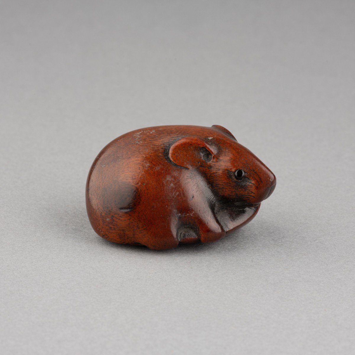 Netsuke – Adorable Rat Sculpté En Bois, Par Itteï, Gigu. Japon Edo-photo-2