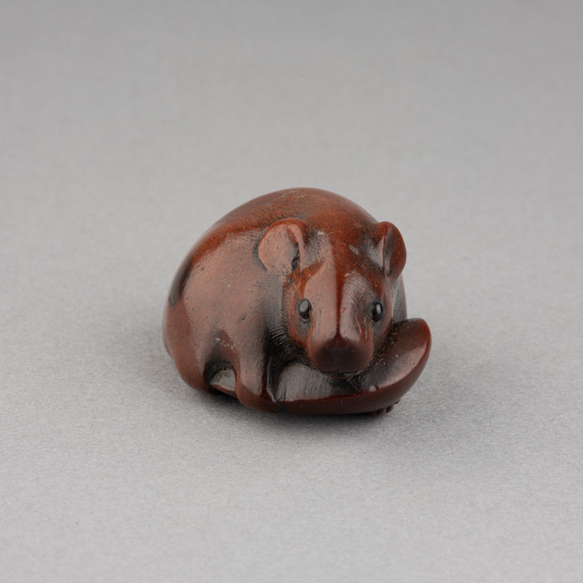 Netsuke – Adorable Rat Sculpté En Bois, Par Itteï, Gifu. Japon Edo-photo-3