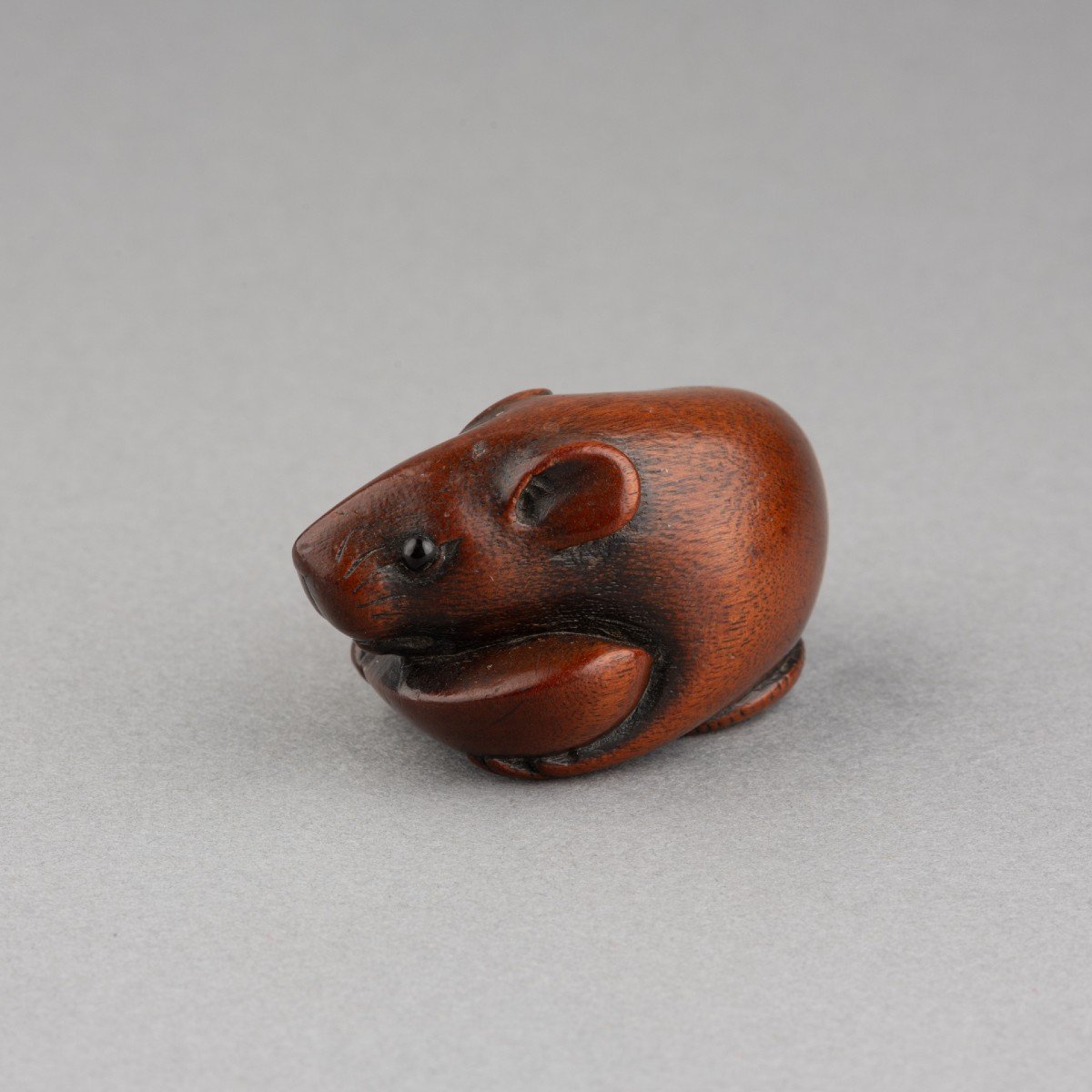 Netsuke – Adorable Rat Sculpté En Bois, Par Itteï, Gigu. Japon Edo-photo-4