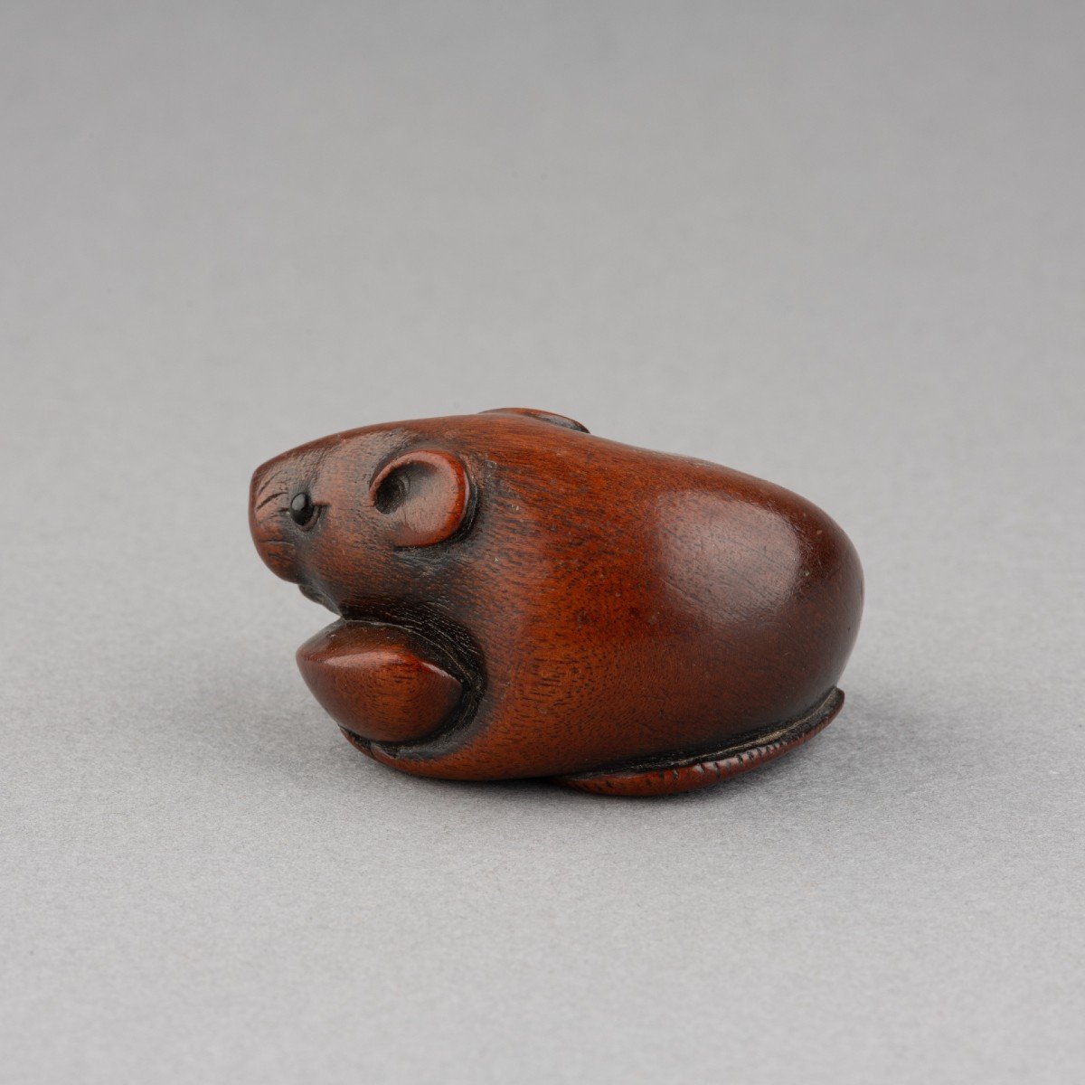 Netsuke – Adorable Rat Sculpté En Bois, Par Itteï, Gifu. Japon Edo-photo-1