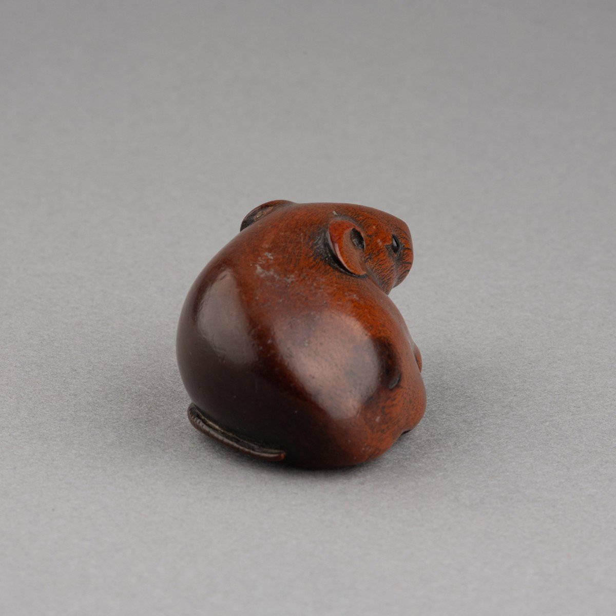 Netsuke – Adorable Rat Sculpté En Bois, Par Itteï, Gifu. Japon Edo-photo-2