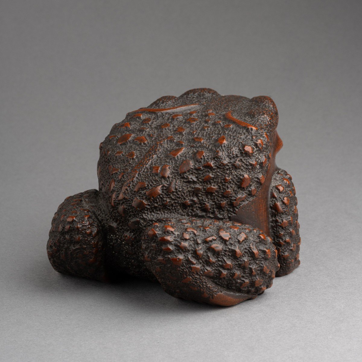 A Good And Strong Wood Model Of A Toad Squatting. Okimono, Sculpture, Japan, Edo, 19th Century-photo-2