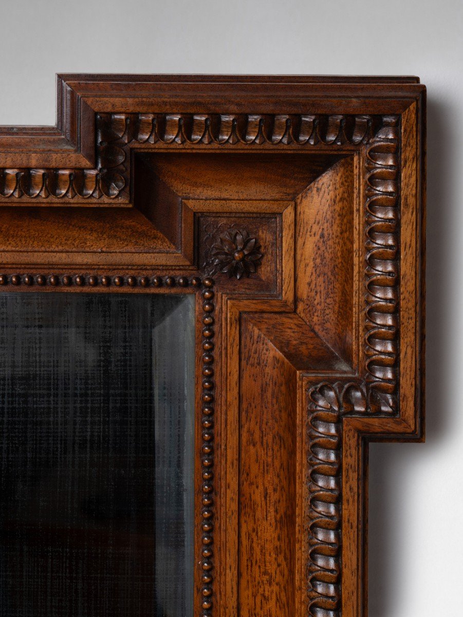 Walnut Mirror Carved With Hearts, 19th Century-photo-3