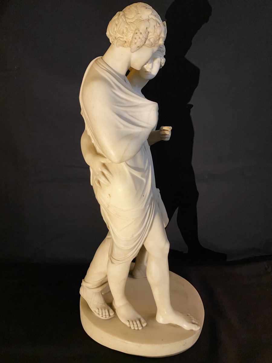 Sculpture En Marbre Représentant  Bacchus et Ariane-photo-4