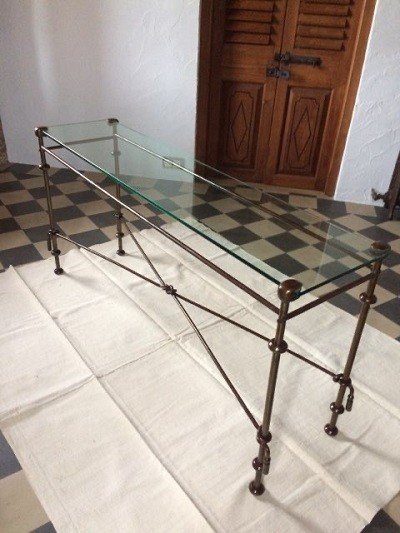 Large Wrought Iron Console In The Style Of Fournier