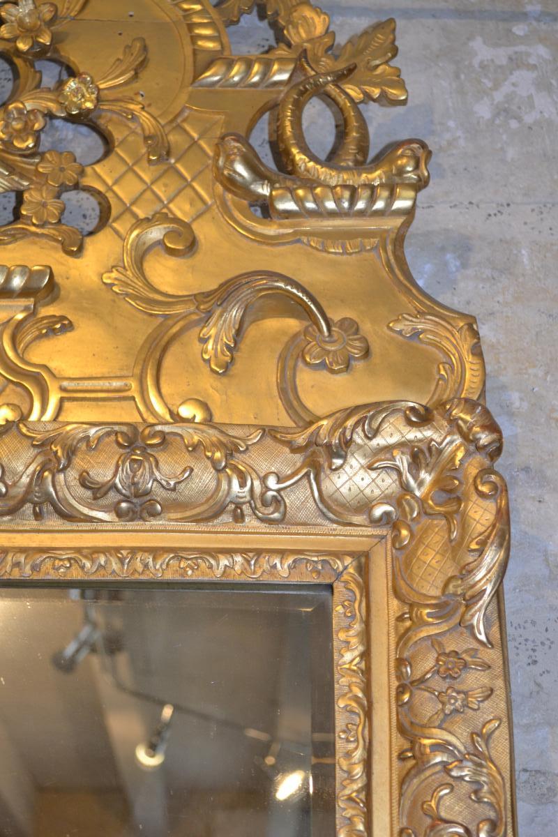 Regency Mirror In Golden Wood XVIII Eme-photo-3