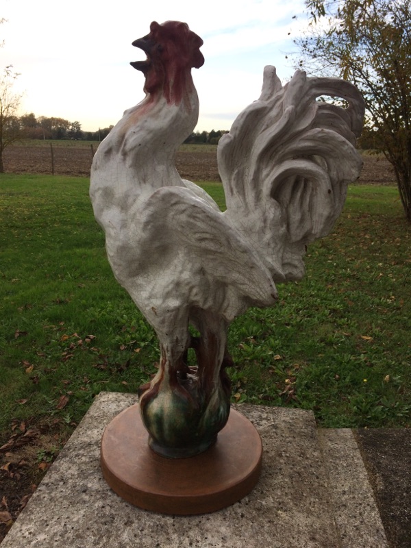 Grand épi De Faîtage Coq De Bavent , Poterie Normande XIXème 