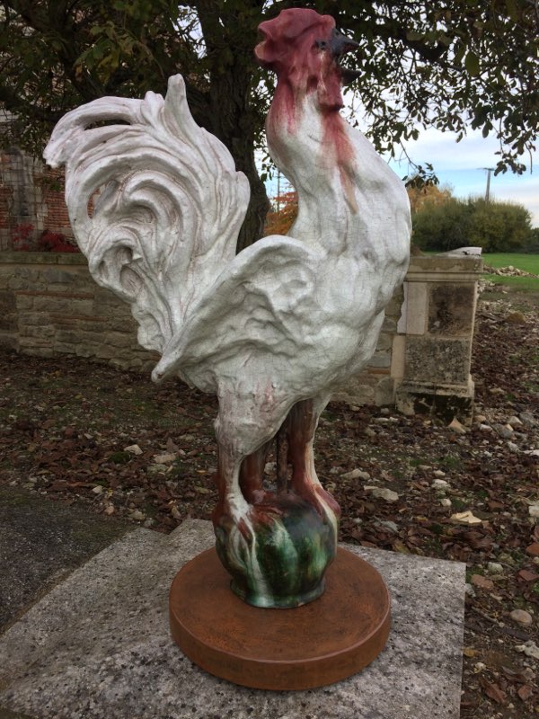 Grand épi De Faîtage Coq De Bavent , Poterie Normande XIXème -photo-3