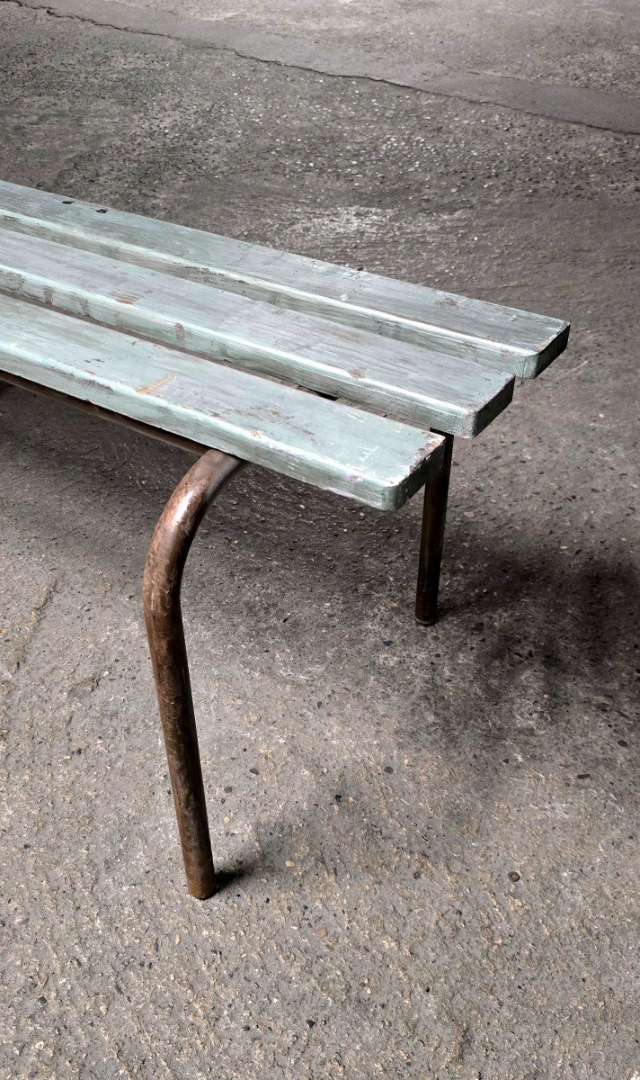 Vintage Shabby Chic Patinated School Bench-photo-1