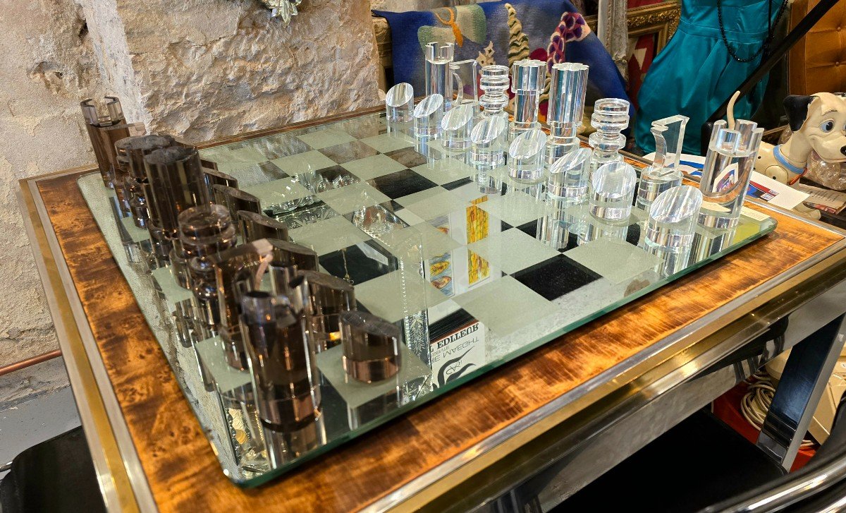 Michel Dumas Chess Set In Plexiglas Glass, 1970 Vintage Design-photo-5