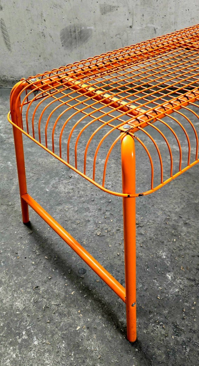 Bench - Vintage Stool, Mesh Ikea Västerön In Orange-photo-1