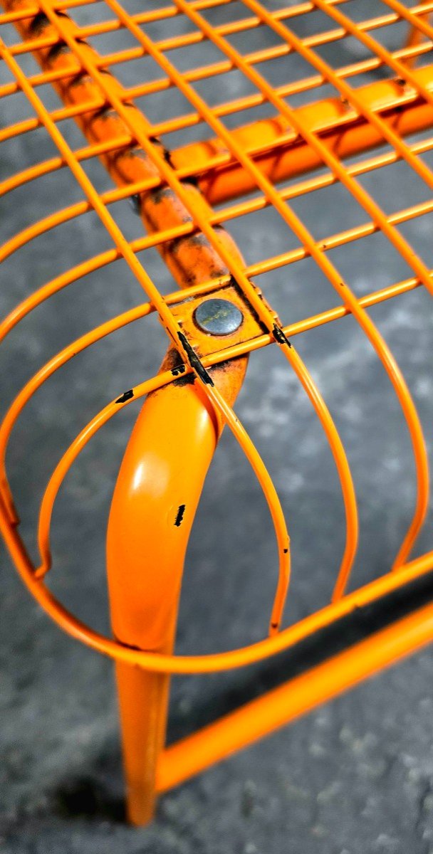 Bench - Vintage Stool, Mesh Ikea Västerön In Orange-photo-4