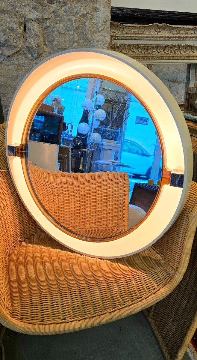 Vintage Allibert A41 Backlit Bathroom Mirror Space Age France 1970-photo-7