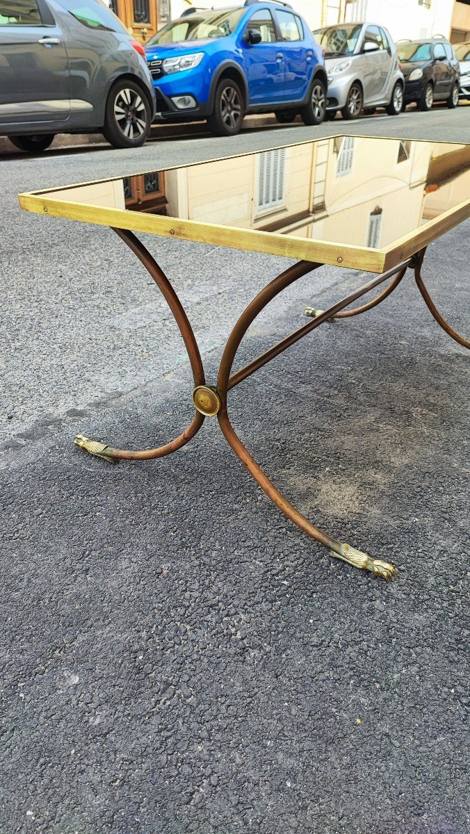 Coffee Table In Bronze And Smoked Glass In The Taste Of Maison Jansen 60/70-photo-3