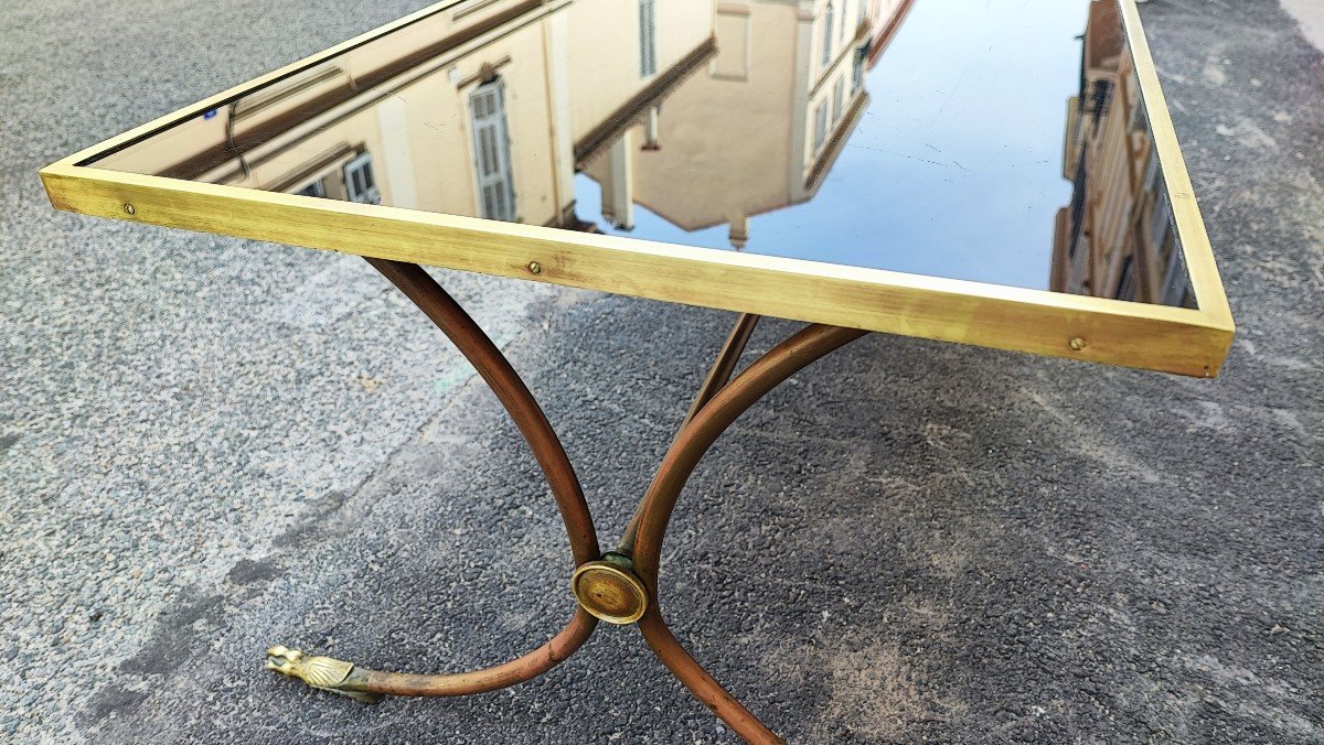 Coffee Table In Bronze And Smoked Glass In The Taste Of Maison Jansen 60/70-photo-5