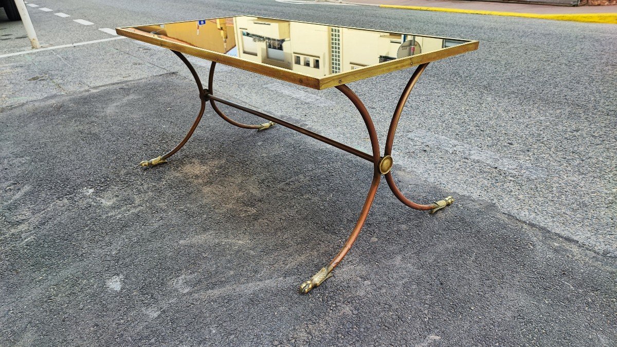 Coffee Table In Bronze And Smoked Glass In The Taste Of Maison Jansen 60/70-photo-8