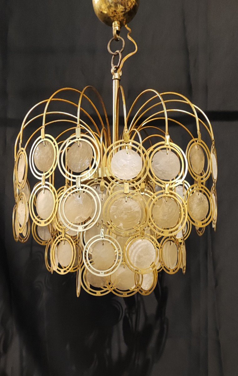 Vintage Mother Of Pearl Tassel Chandelier-photo-4