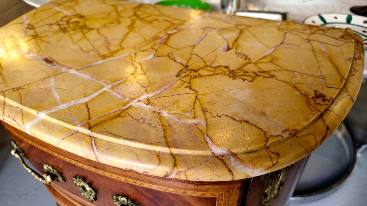 Console Demi-lune Louis XV Marqueterie-photo-3