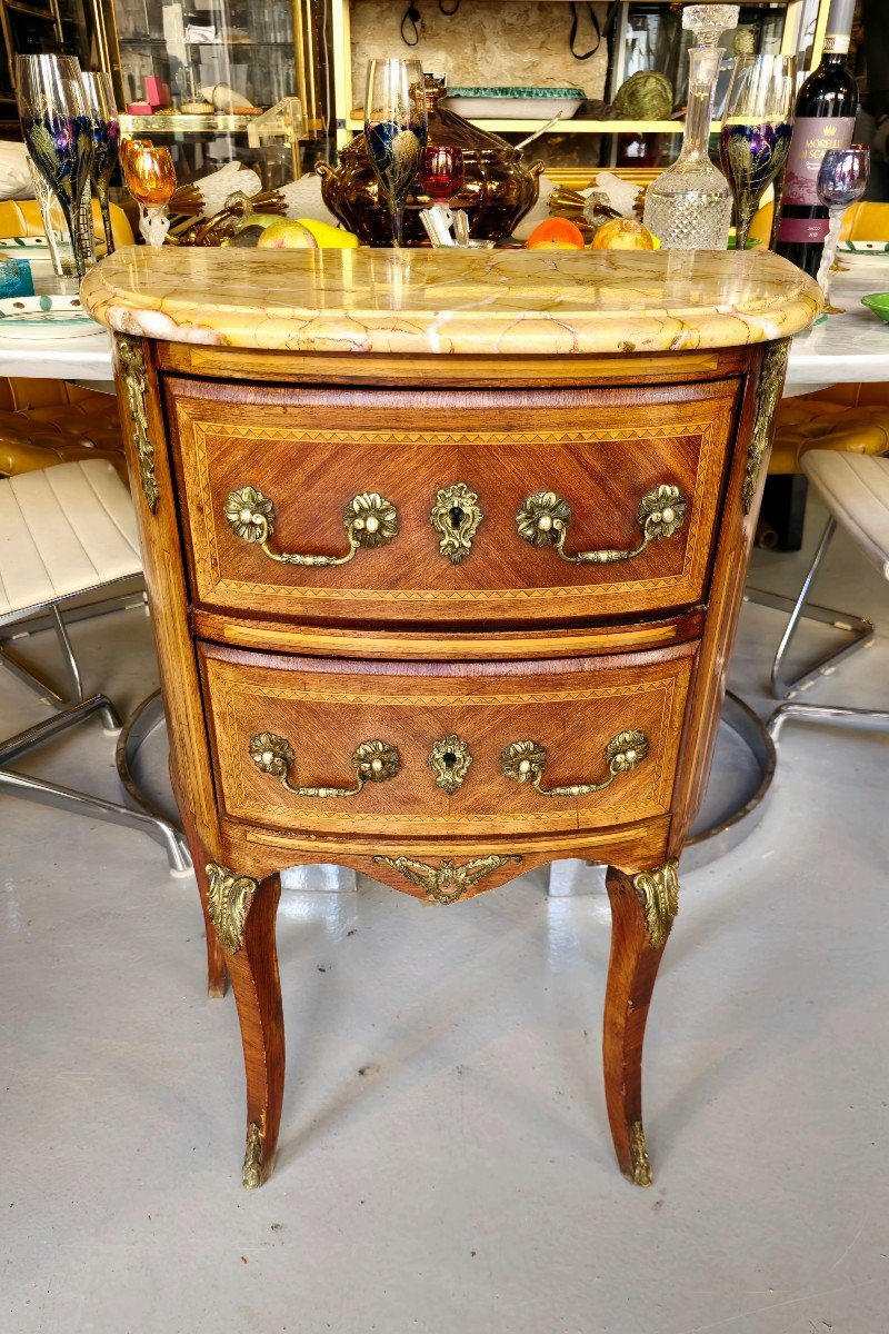 Louis XV Marquetry Half-moon Console