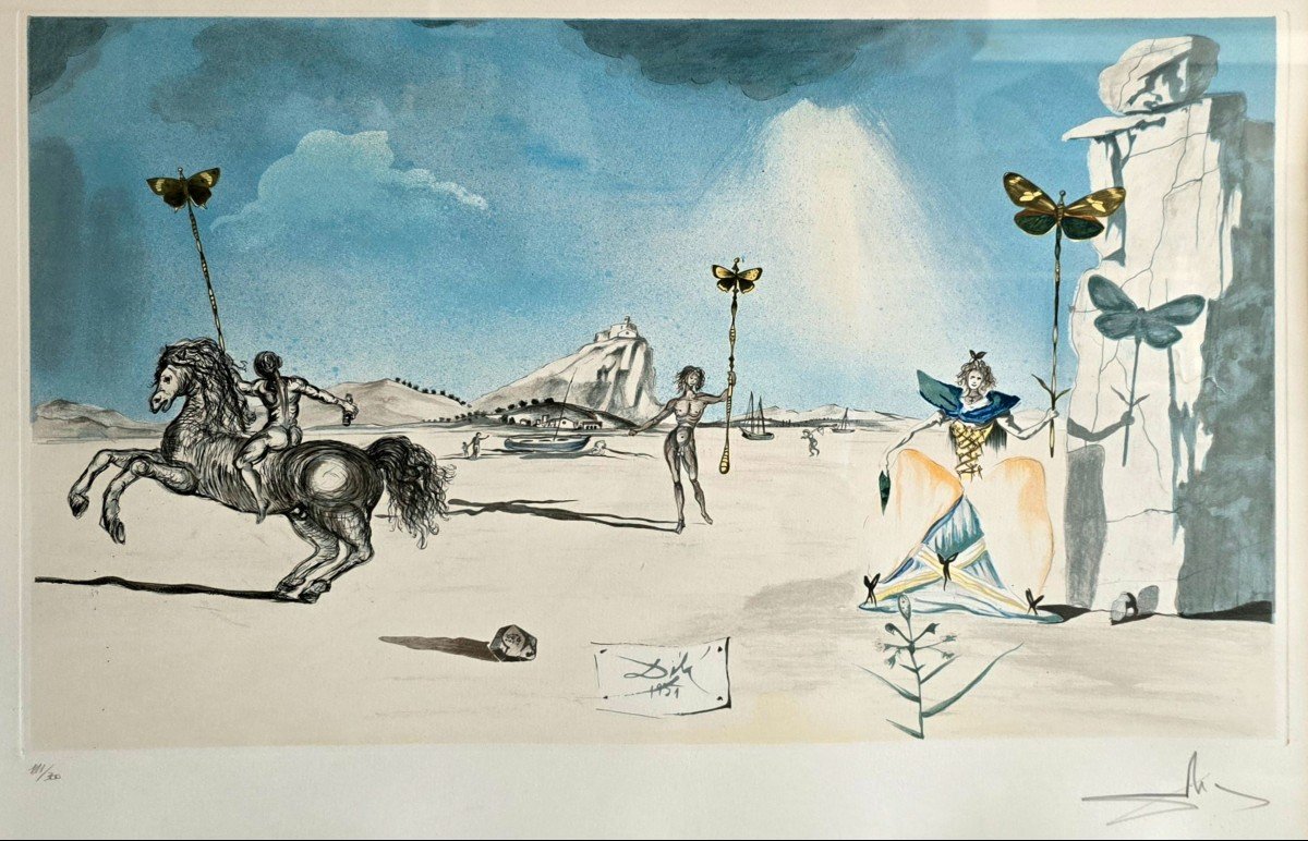 Salvador Dali Lithograph "timeless" Original Framed Numbered And Signed 1951-photo-2