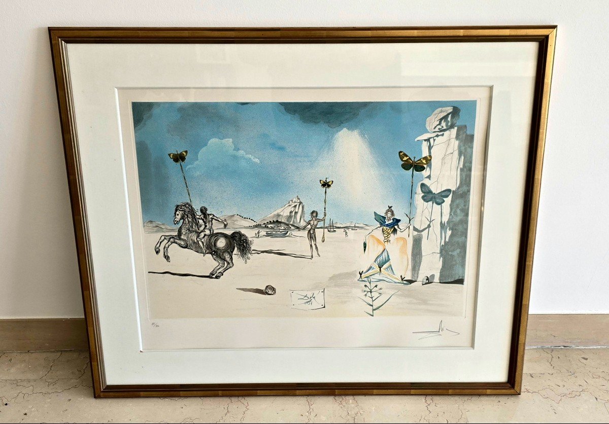 Salvador Dali Lithograph "timeless" Original Framed Numbered And Signed 1951