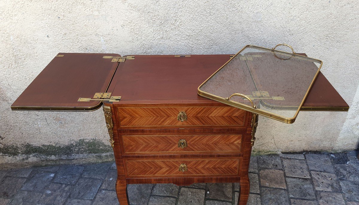 Louis XV Marquetry Bar Cabinet-photo-3