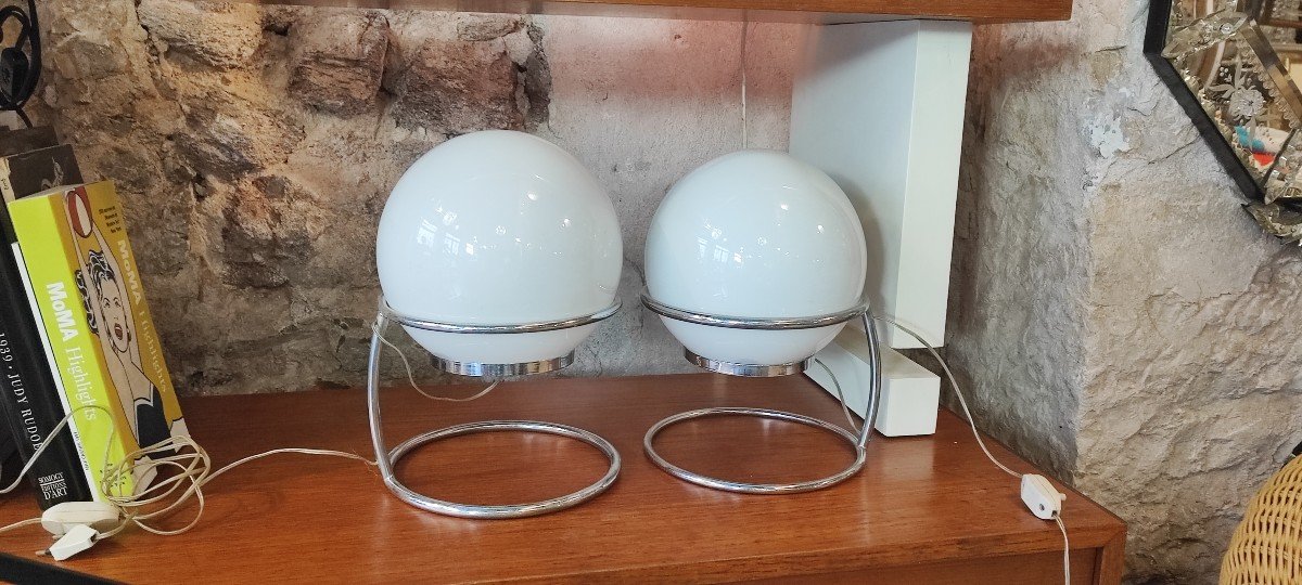 A Pair Of Space Age 60/70 Ball Lamps-photo-4