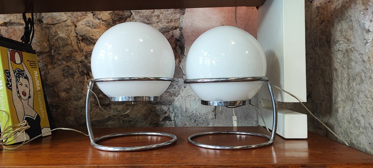 A Pair Of Space Age 60/70 Ball Lamps-photo-2