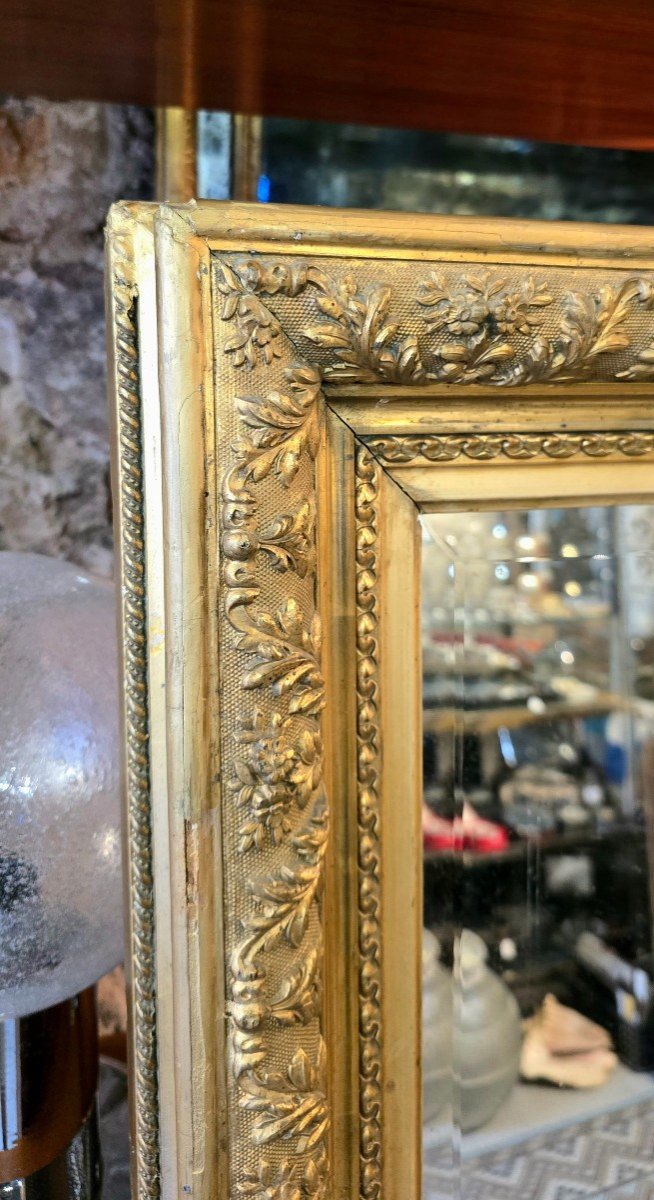 Napoleon III Mirror In Gilded Stucco Wood - 92 Cm-photo-3