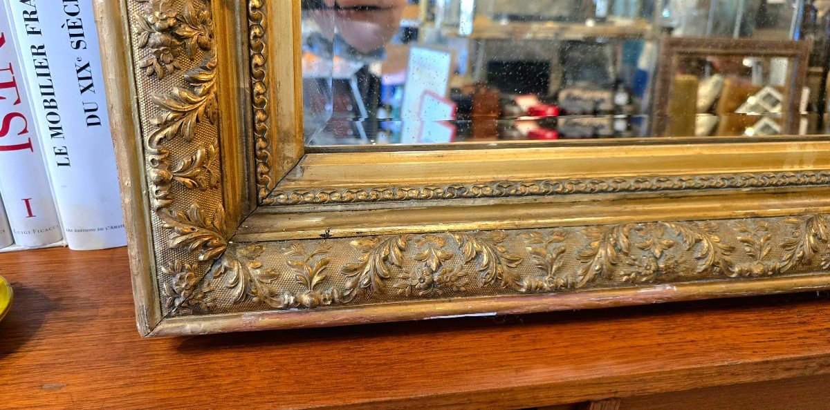 Napoleon III Mirror In Gilded Stucco Wood - 92 Cm-photo-2