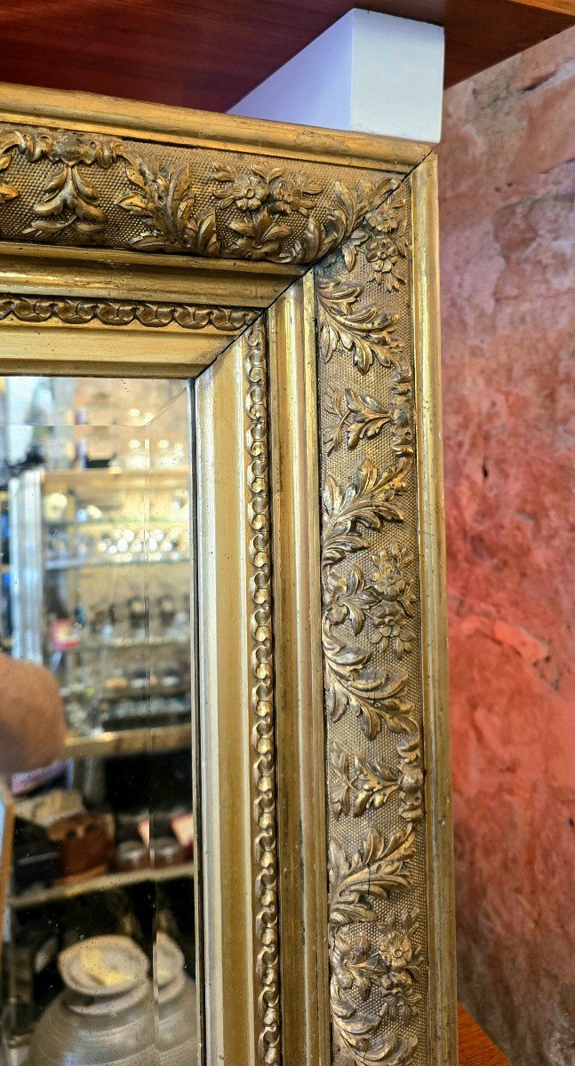 Napoleon III Mirror In Gilded Stucco Wood - 92 Cm-photo-3