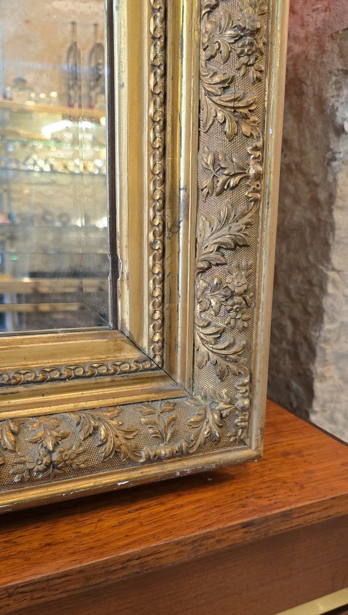 Napoleon III Mirror In Gilded Stucco Wood - 92 Cm-photo-4