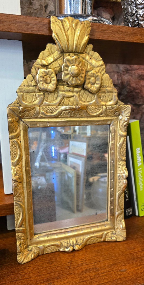 Small Louis XIV Mirror In Gilded Carved Wood, Early 18th Century-photo-3