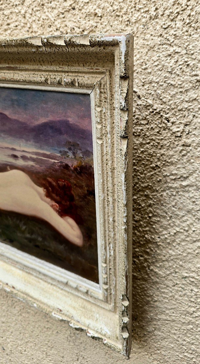 Peinture Symboliste l'Huile Sur Toile Femme Nue Vue Sur l'Esterel  Début XX-photo-4