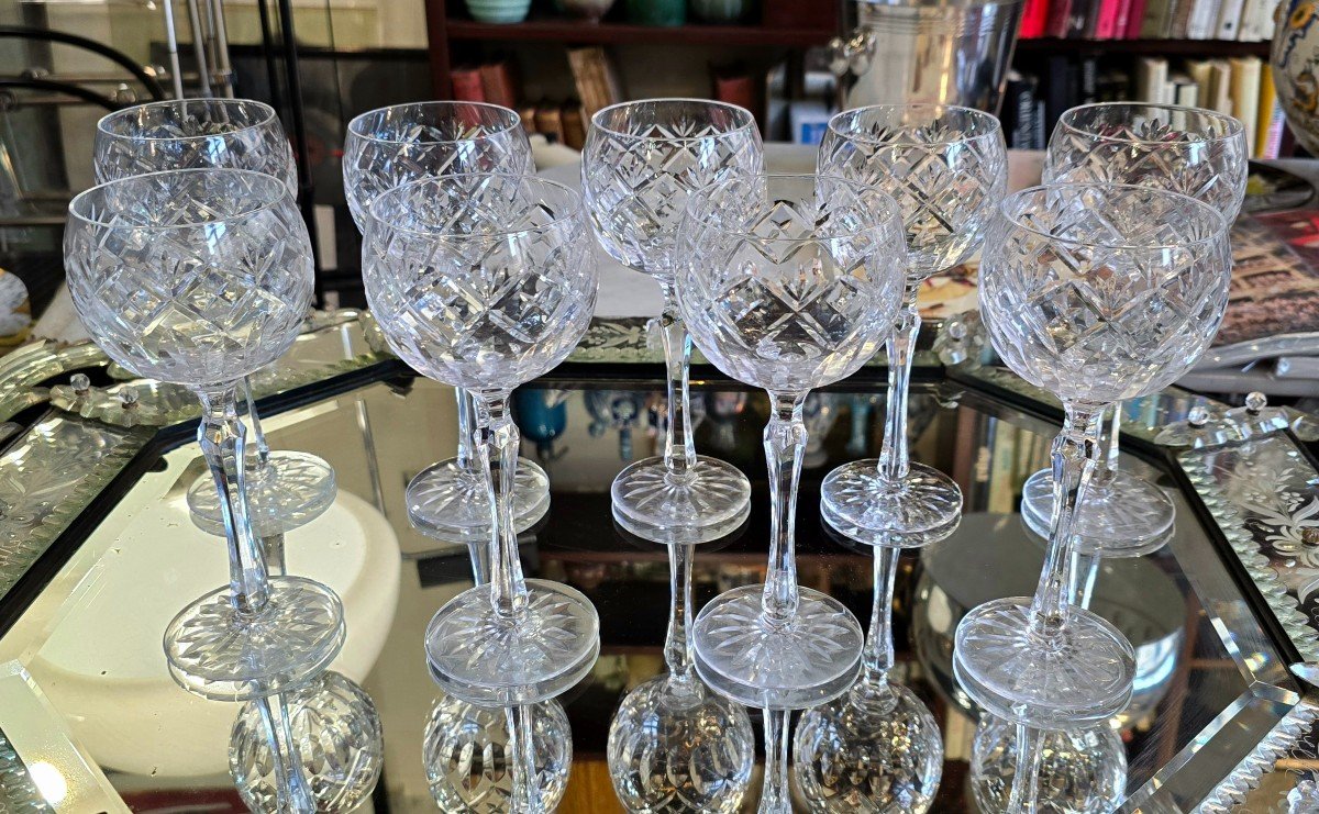 Lot De 9 Verres En Cristal - H20 Cm