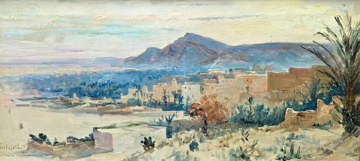 Oil On Canvas - Gilbert Galland (1870-1950) Bou Saada Algeria-photo-2