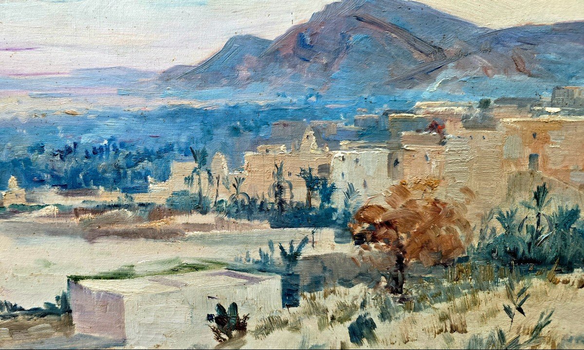 Oil On Canvas - Gilbert Galland (1870-1950) Bou Saada Algeria-photo-3