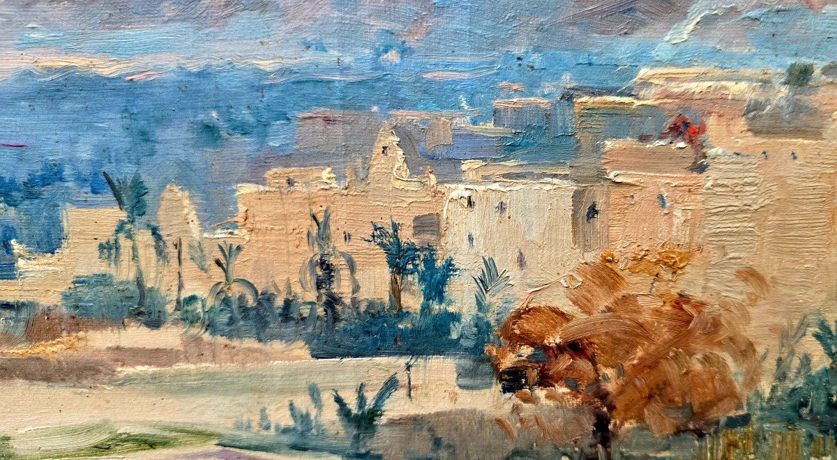 Oil On Canvas - Gilbert Galland (1870-1950) Bou Saada Algeria-photo-2