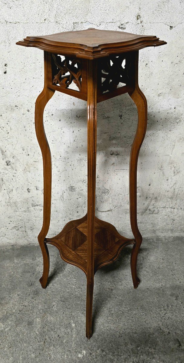 Art Nouveau High Walnut Stool - Jugenstil