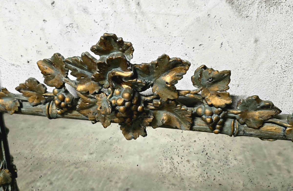 Large Wood And Patinated Stucco Mirror - Floral 1900s-photo-3