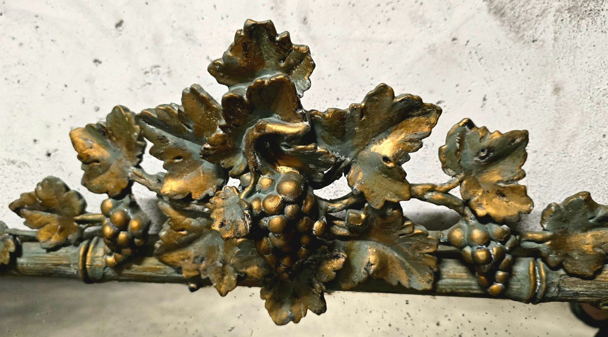 Large Wood And Patinated Stucco Mirror - Floral 1900s-photo-4