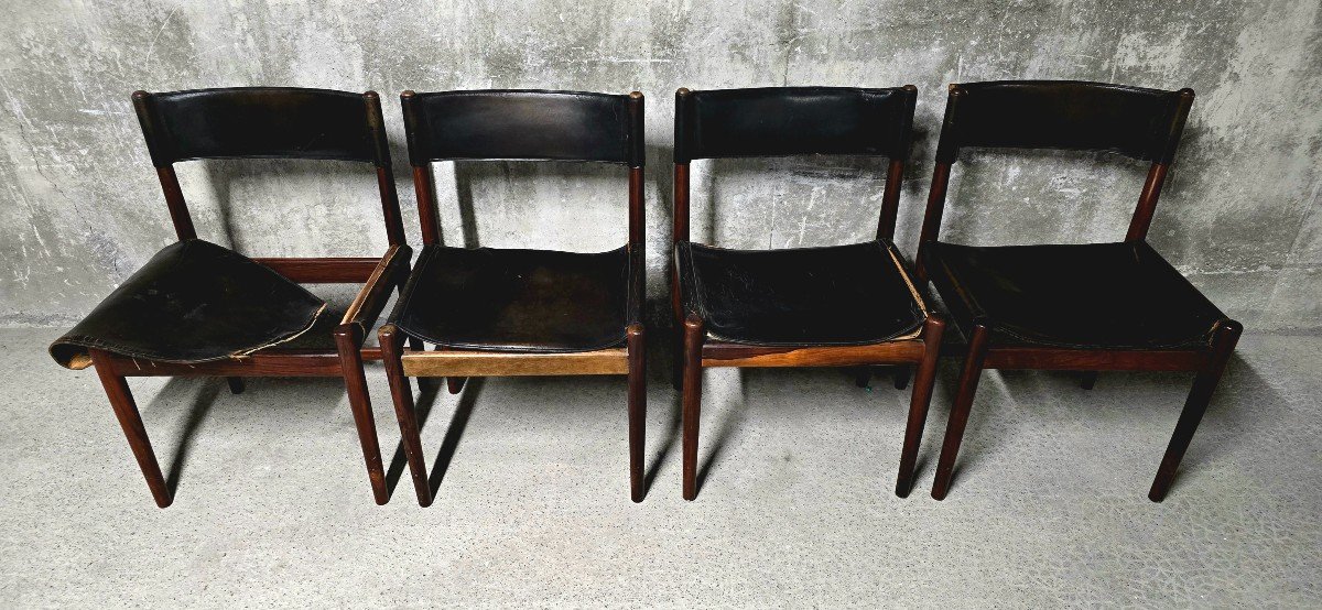 Lot De 4 Chaises d'Arne Vodder, à Restaurer - Vintage Scandinave 1960-photo-2