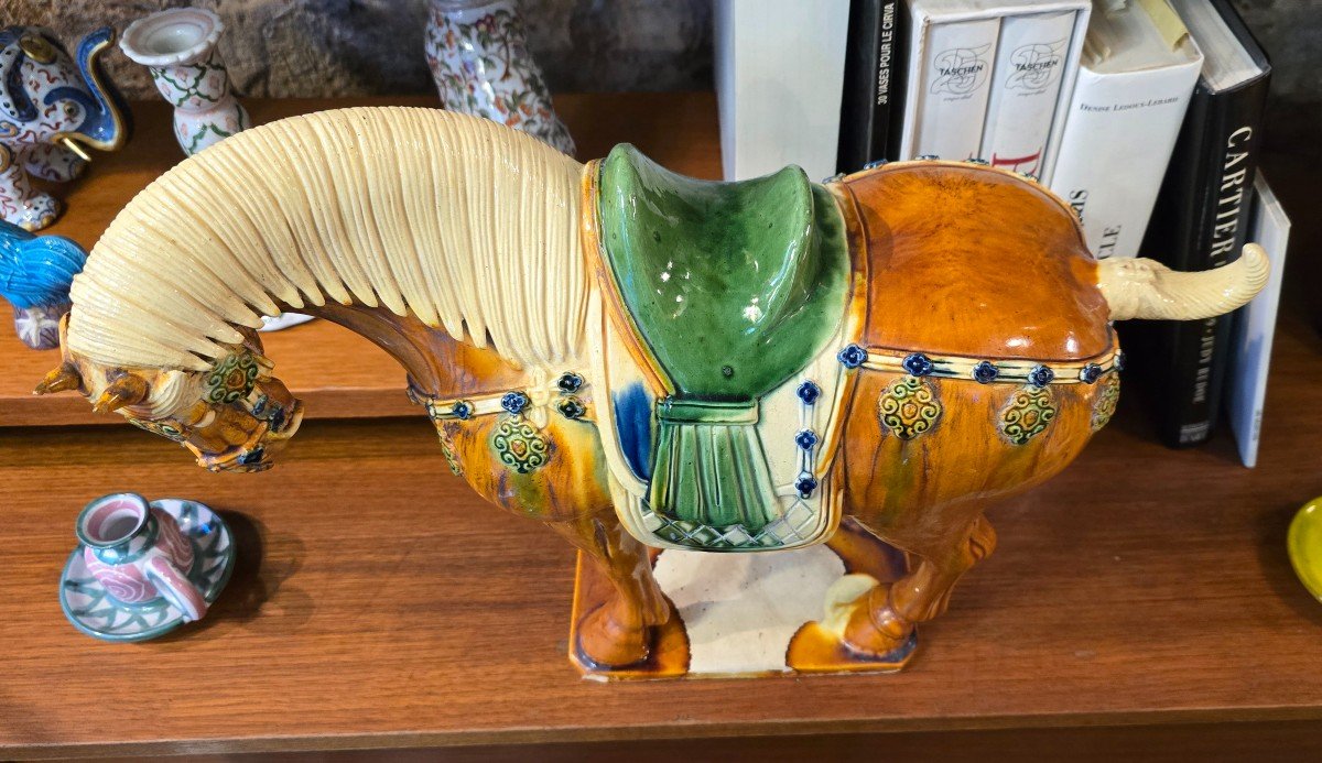 Large Sancai Ceramic Horse - Tang China - 20th Century-photo-4