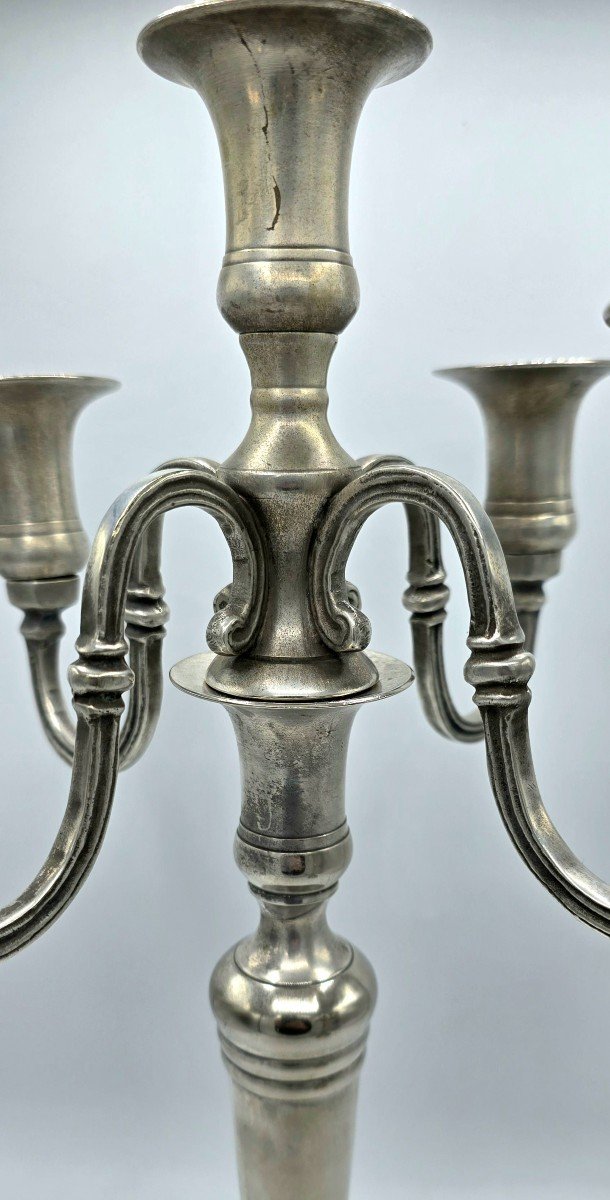 Large 4-arm Pewter Candle Holder With 5 Lights - 43 Cm-photo-3