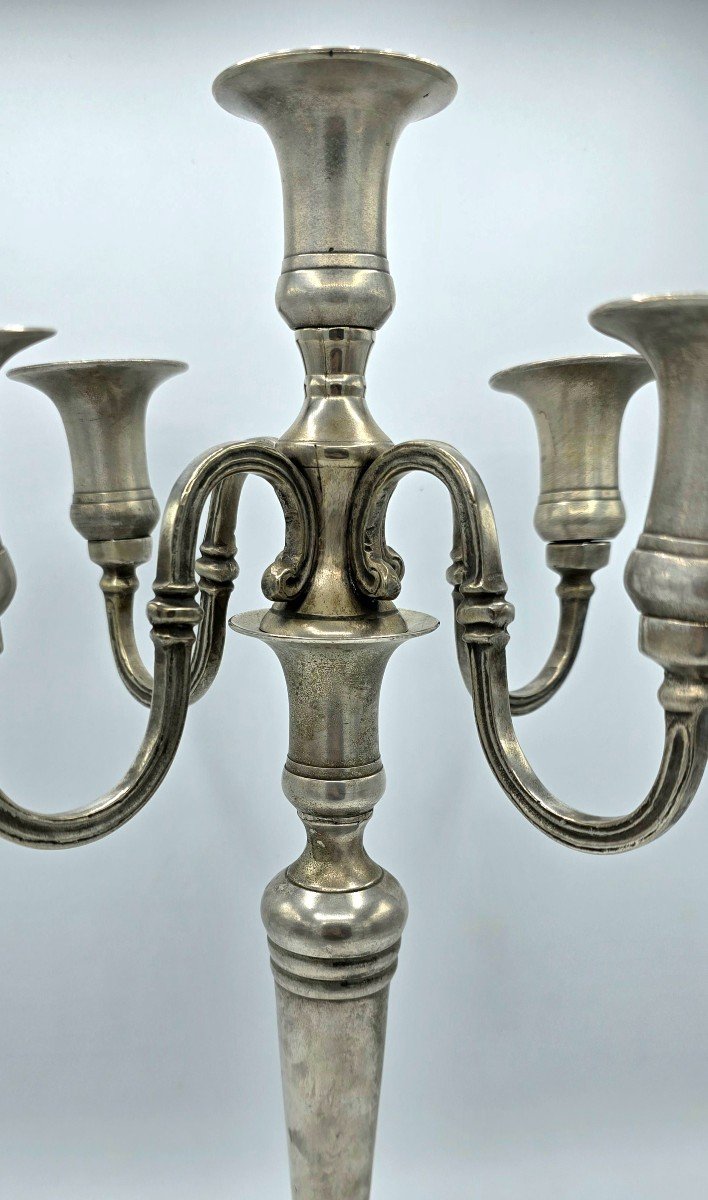 Large 4-arm Pewter Candle Holder With 5 Lights - 43 Cm-photo-4